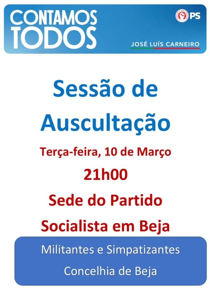Sessão de Auscultação em Beja

A candidatura de José Luís Carneiro promove uma ...
